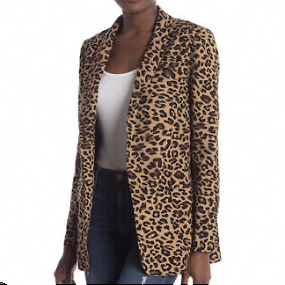 ASTR The Label Black and Tan Leopard Print Blazer Size Medium